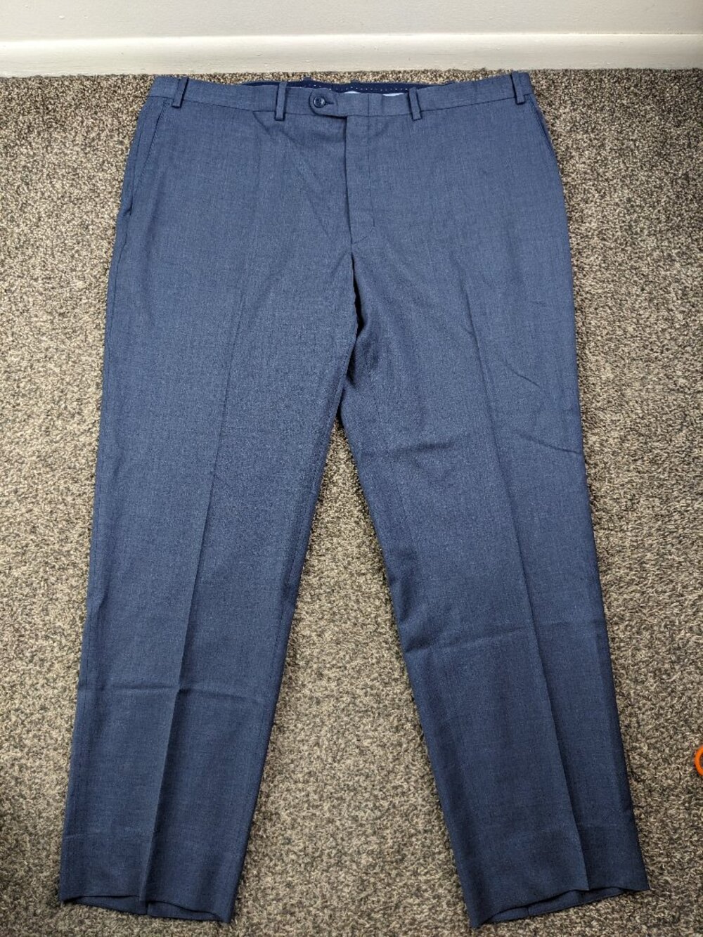 Peter Millar Dress Pants Wool Stretch Flat Front Heather Navy Blue 44x30